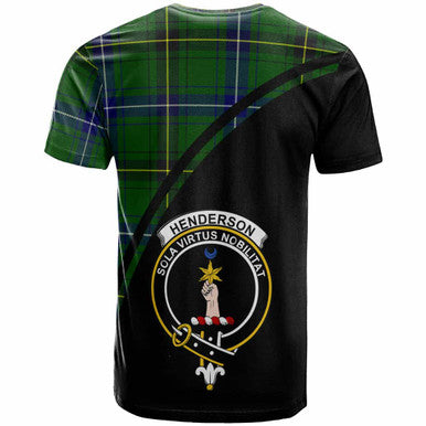 Scottish Henderson Clan Crest Tartan Curve T-Shirt Back Side Tartan Plaid