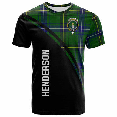 Scottish Henderson Clan Crest Tartan Curve T-Shirt Front Side Tartan Plaid