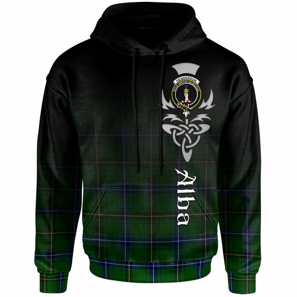 Scottish Henderson Clan Crest Tartan Hoodie - Alba Gu Brath Family Crest Celtic Inspired Front Side Tartan Plaid
