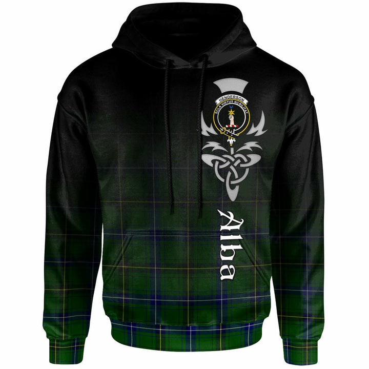 Scottish Henderson Clan Crest Tartan Hoodie - Alba Gu Brath Family Crest Celtic Inspired Front Side Tartan Plaid