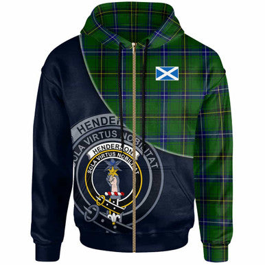Scottish Henderson Clan Crest Tartan Hoodie - Bend Style Zip-up Tartan Plaid