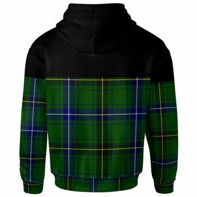 Scottish Henderson Clan Crest Tartan Hoodie - Horizontal Style Back Side Tartan Plaid