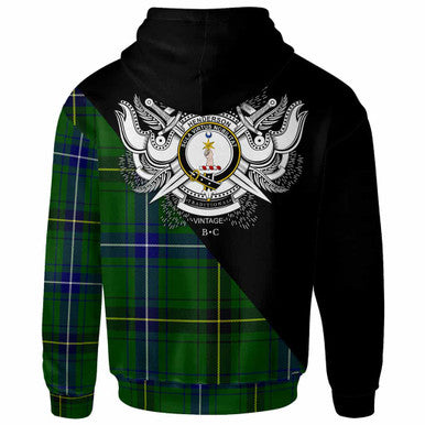Scottish Henderson Clan Crest Tartan Hoodie - Military Logo Back Side Tartan Plaid