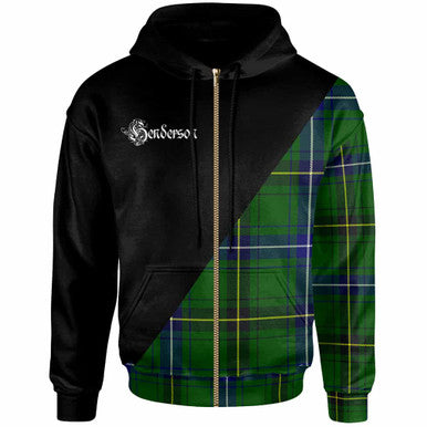 Scottish Henderson Clan Crest Tartan Hoodie - Military Logo Zip-up Tartan Plaid