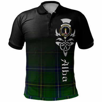 Scottish Henderson Clan Crest Tartan Polo Shirt - Alba Gu Brath Family Crest Celtic Inspired Front Side Tartan Plaid