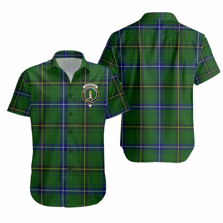 Scottish Henderson Clan Crest Tartan Short Sleeve Shirt Tartan Plaid