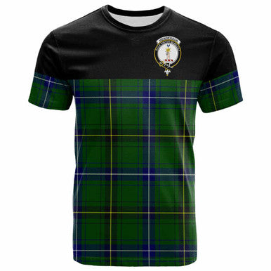 Scottish Henderson Clan Crest Tartan T-Shirt - Horizontal Style Front Side Tartan Plaid