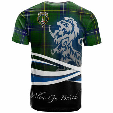 Scottish Henderson Clan Crest Tartan T-Shirt - Scotland Lion Back Side Tartan Plaid