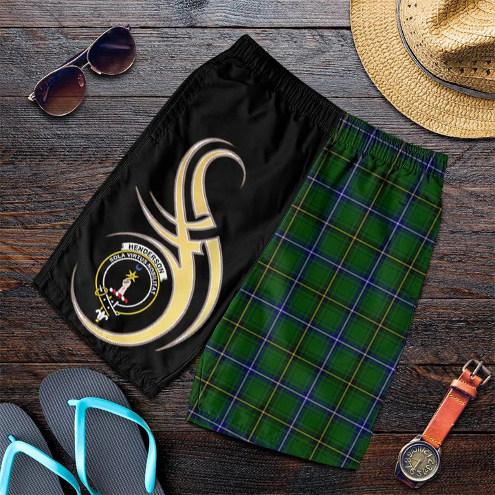 Scottish Henderson Modern Clan Crest Tartan Believe in Me Men's Shorts