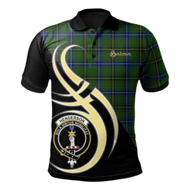 Scottish Henderson Modern Clan Crest Tartan Polo Shirt Believe in Me Front Side Tartan Plaid