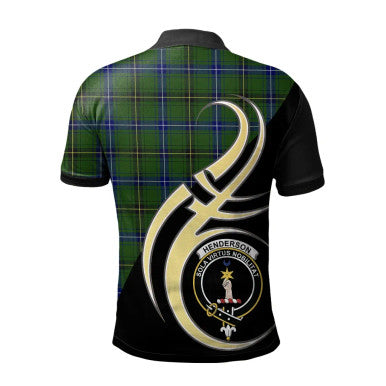 Scottish Henderson Modern Clan Crest Tartan Polo Shirt Believe in Me Back Side Tartan Plaid