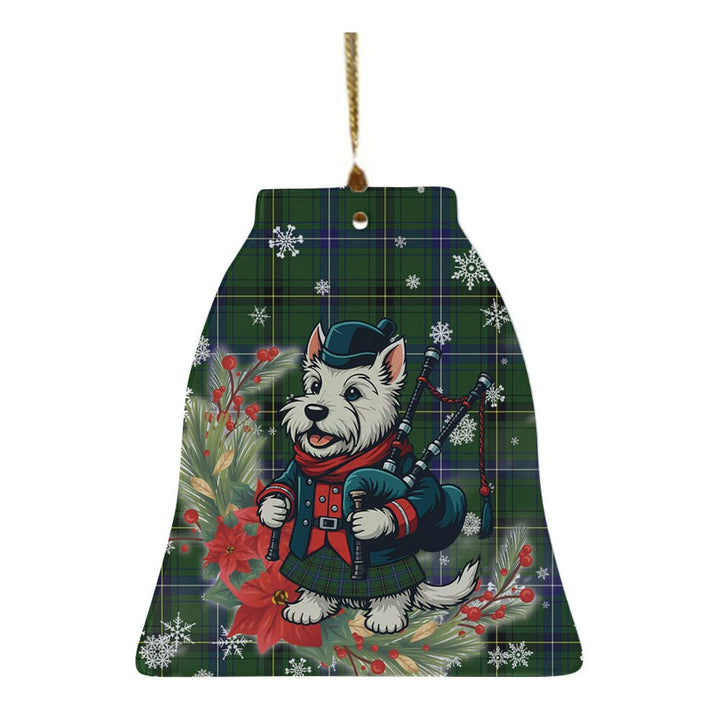 Scottish Henderson Modern Clan Tartan Ceramic Ornament Cute Scottish Terrier Dog Bell Style Tartan Plaid
