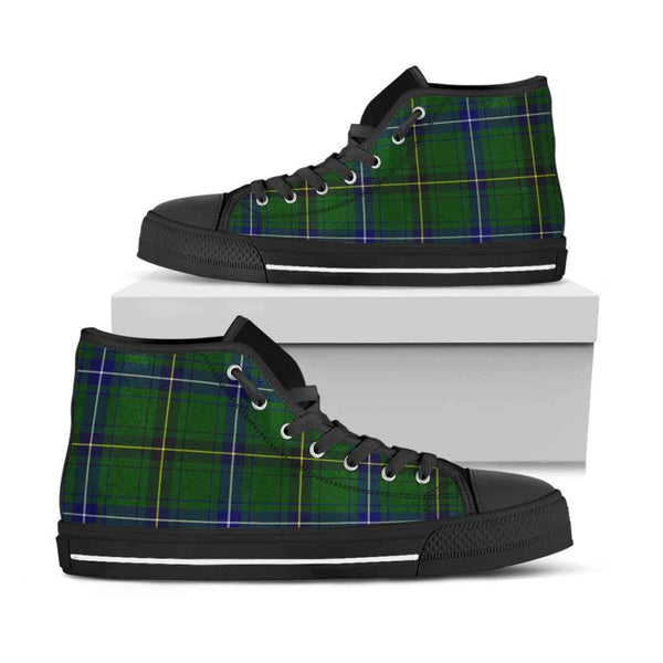 Scottish Henderson Modern Clan Tartan High Top Shoes Black Sole Tartan Plaid