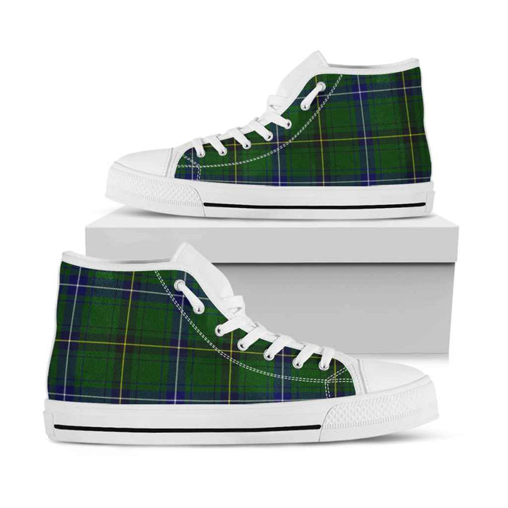Scottish Henderson Modern Clan Tartan High Top Shoes White Sole Tartan Plaid