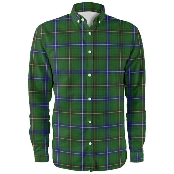 Scottish Henderson Modern Clan Tartan Long Sleeve Shirt Front Side Tartan Plaid