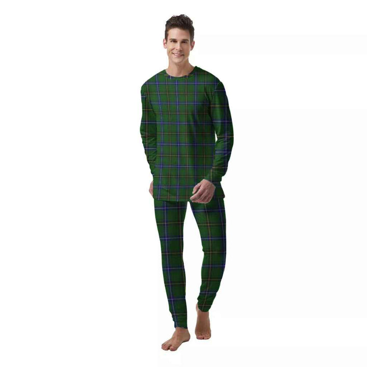Scottish Henderson Modern Clan Tartan Pajama Set  Men Front Side Tartan Plaid
