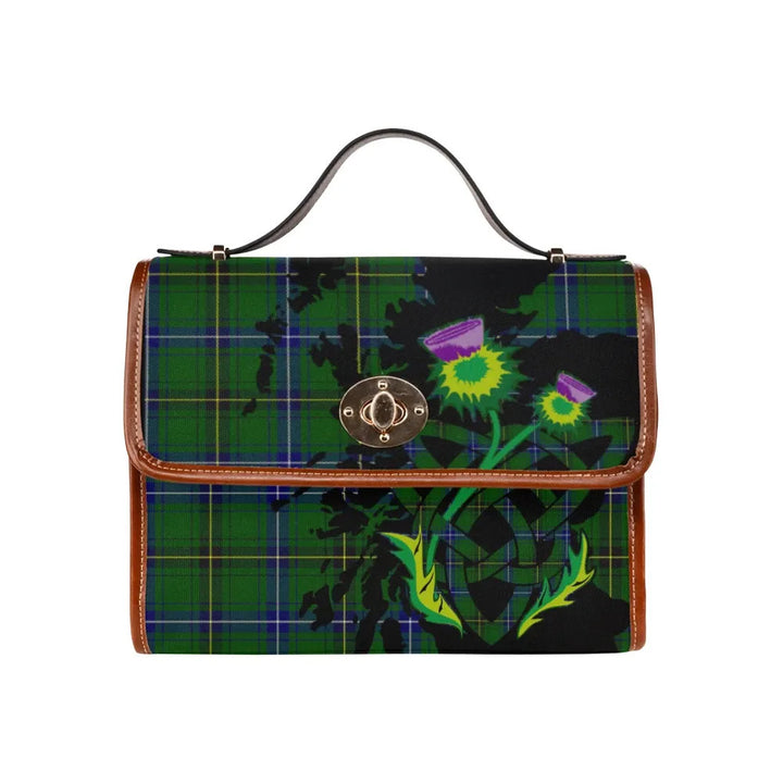 Scottish Henderson Modern Clan Tartan Waterproof Canvas Bag With Thistle Tartan Plaid 2