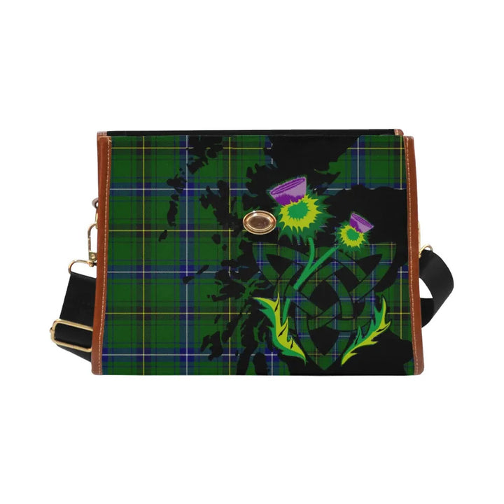 Scottish Henderson Modern Clan Tartan Waterproof Canvas Bag With Thistle Tartan Plaid 1