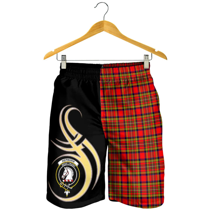 Scottish Hepburn Clan Crest Tartan Believe in Me Men's Shorts