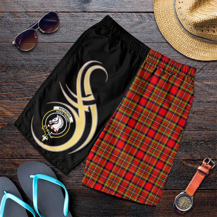 Scottish Hepburn Clan Crest Tartan Believe in Me Men's Shorts