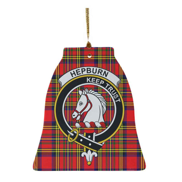 Scottish Hepburn Clan Crest Tartan Ceramic Ornament Bell Shape Tartan Plaid