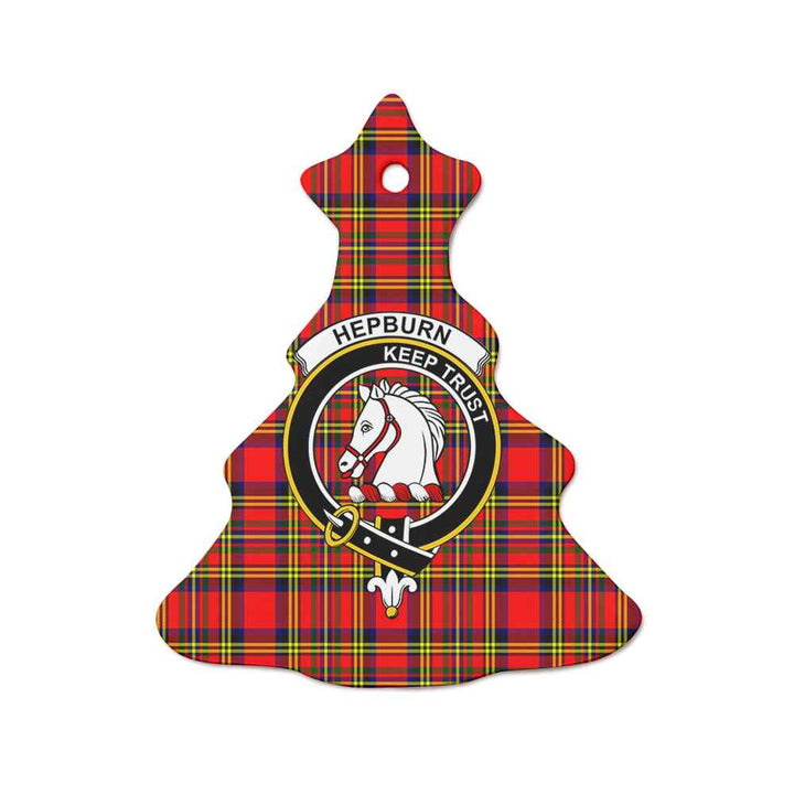 Scottish Hepburn Clan Crest Tartan Ceramic Ornament Tree Shape Tartan Plaid