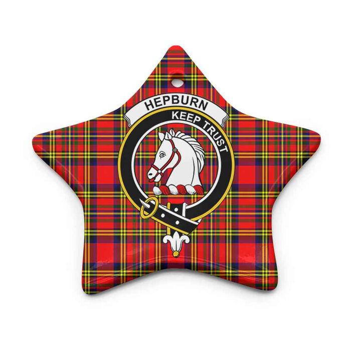 Scottish Hepburn Clan Crest Tartan Ceramic Ornament Star Shape Tartan Plaid