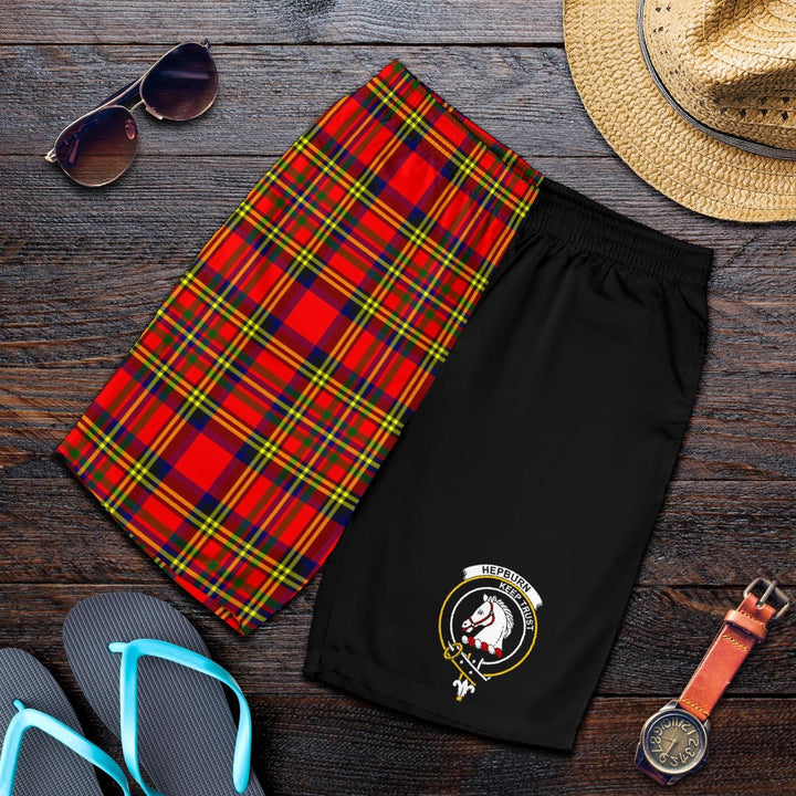 Scottish Hepburn Clan Crest Tartan Half of Me Men's Shorts