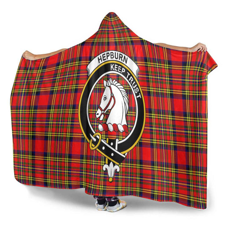 Scottish Hepburn Clan Crest Tartan Hooded Blanket Tartan Plaid 3