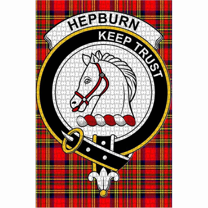Scottish Hepburn Clan Crest Tartan Jigsaw Puzzle 1