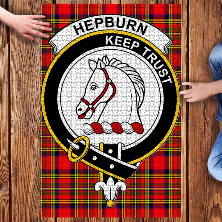Scottish Hepburn Clan Crest Tartan Jigsaw Puzzle 3