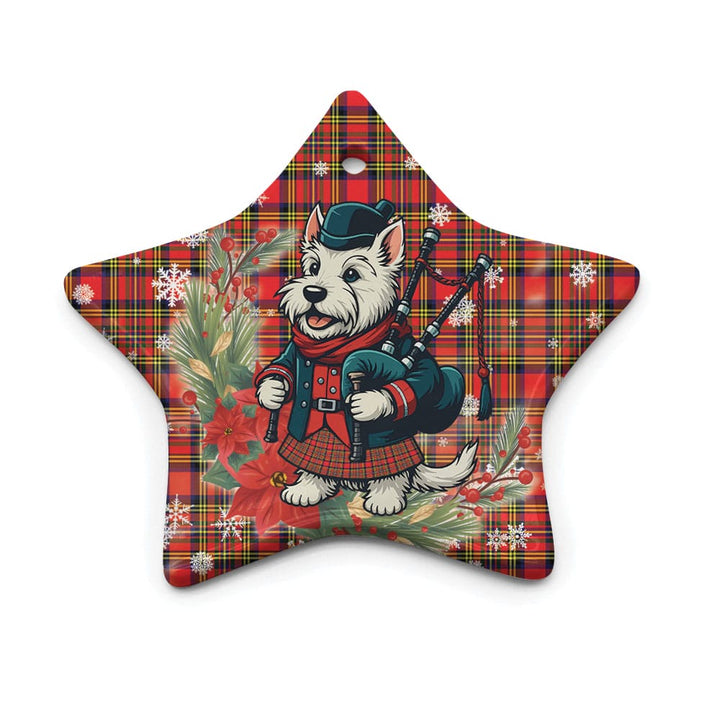 Scottish Hepburn Clan Tartan Ceramic Ornament Cute Scottish Terrier Dog Star Style Tartan Plaid