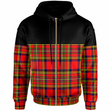 Scottish Hepburn Clan Tartan Hoodie - Horizontal Style Zip Tartan Plaid