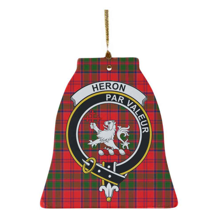 Scottish Heron Clan Crest Tartan Ceramic Ornament Bell Shape Tartan Plaid