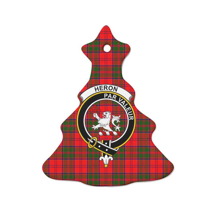 Scottish Heron Clan Crest Tartan Ceramic Ornament Tree Shape Tartan Plaid