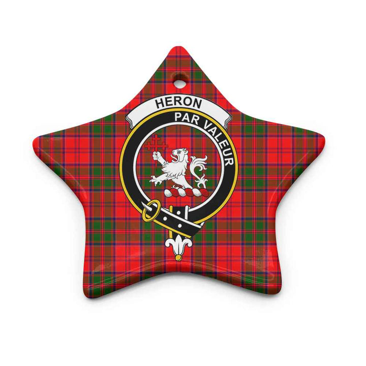 Scottish Heron Clan Crest Tartan Ceramic Ornament Star Shape Tartan Plaid