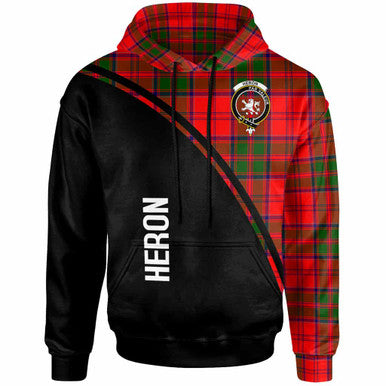 Scottish Heron Clan Crest Tartan Curve Hoodie Front Side Tartan Plaid