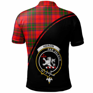 Scottish Heron Clan Crest Tartan Curve Polo Shirt Back Side Tartan Plaid