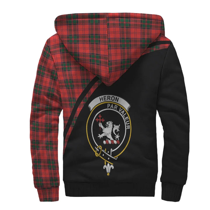 Scottish Heron Clan Crest Tartan Curve Sherpa Hoodie