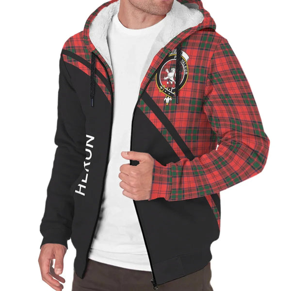 Scottish Heron Clan Crest Tartan Curve Sherpa Hoodie