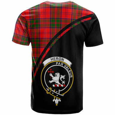Scottish Heron Clan Crest Tartan Curve T-Shirt Back Side Tartan Plaid