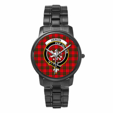 Scottish Heron Clan Crest Tartan Folding Clasp Steel Quartz Watches Tartan Plaid Black 1
