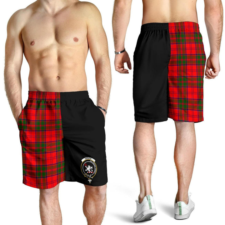 Scottish Heron Clan Crest Tartan Half of Me Men's Shorts