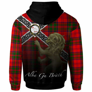 Scottish Heron Clan Crest Tartan Hoodie - Scotland Lion Back Side Tartan Plaid
