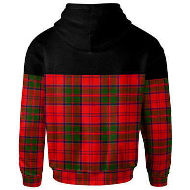 Scottish Heron Clan Crest Tartan Hoodie - Horizontal Style Back Side Tartan Plaid