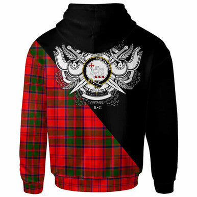 Scottish Heron Clan Crest Tartan Hoodie - Military Logo Back Side Tartan Plaid