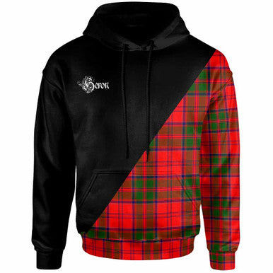 Scottish Heron Clan Crest Tartan Hoodie - Military Logo Front Side Tartan Plaid