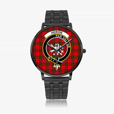 Scottish Heron Clan Crest Tartan Instafamous Steel Quartz Watches Tartan Plaid Black 1