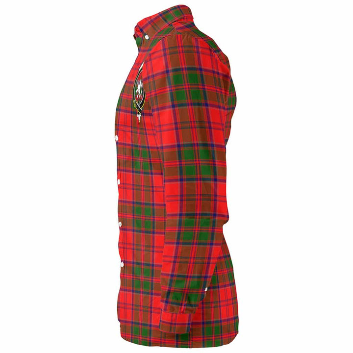 Scottish Heron Clan Crest Tartan Long Sleeve Shirt Tartan Plaid