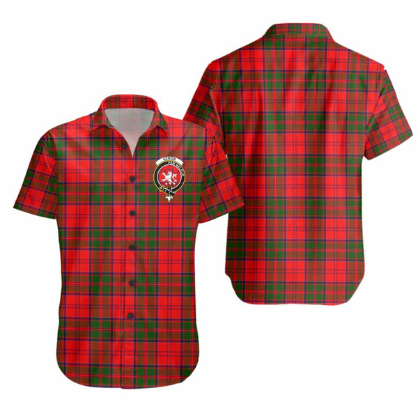 Scottish Heron Clan Crest Tartan Short Sleeve Shirt Tartan Plaid